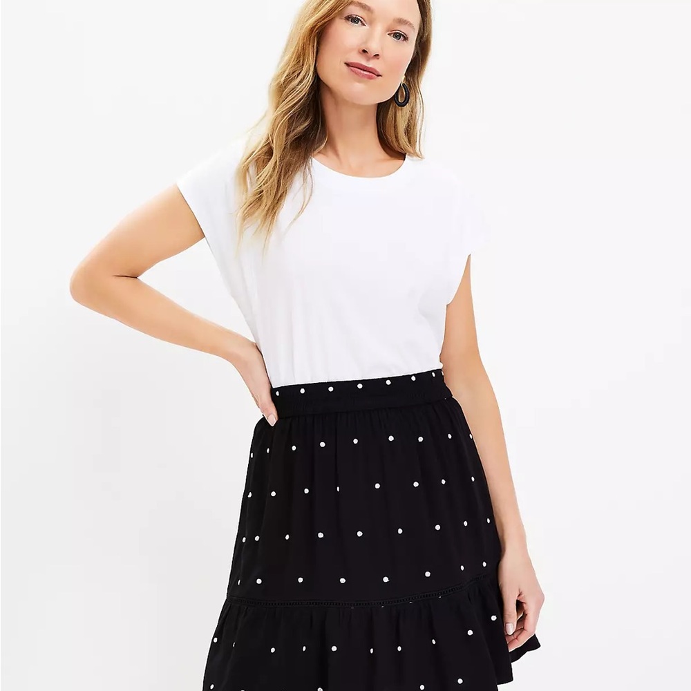 LOFT Black Polka Dot Skirt